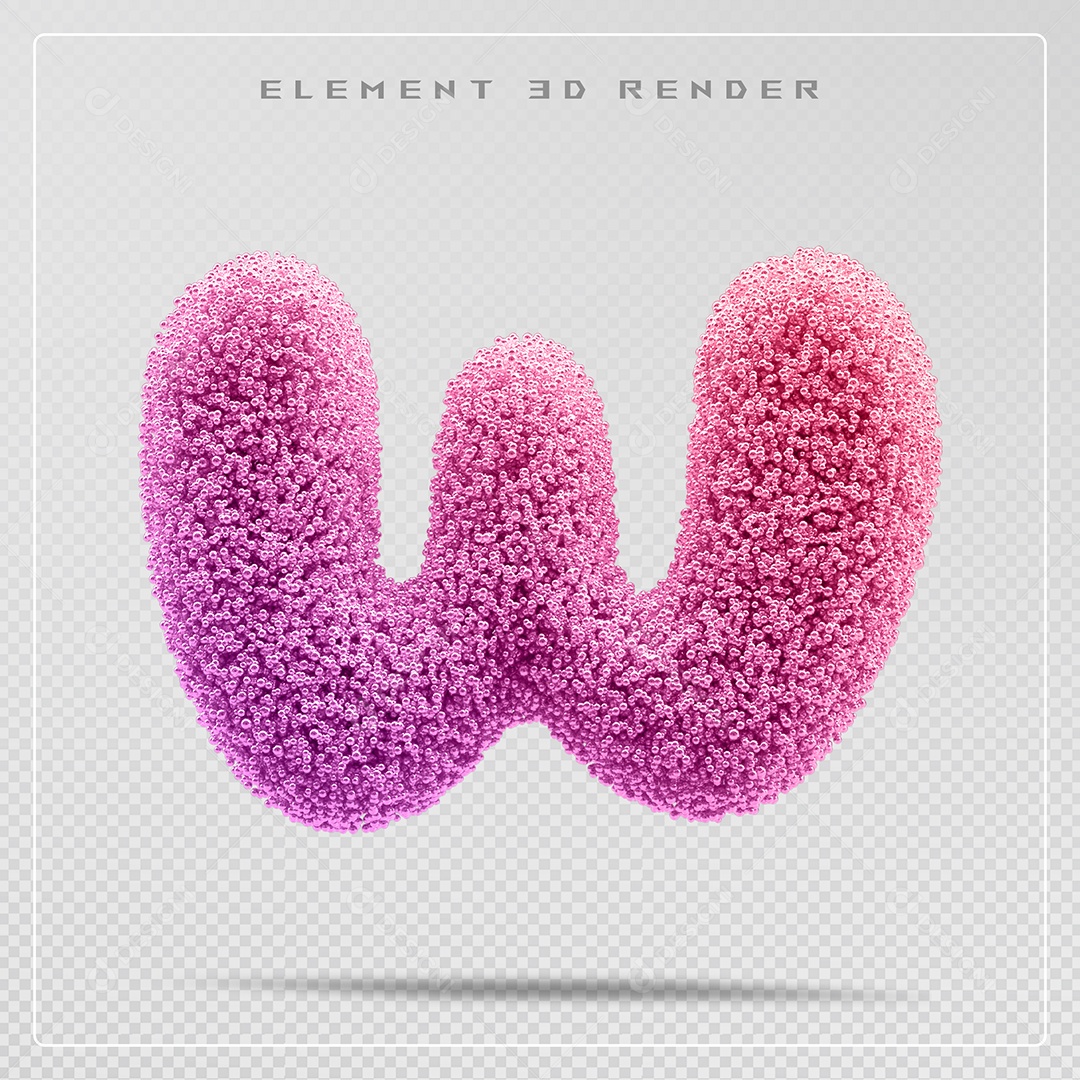 Elemento 3D Letra W Rosa Para Composição PSD