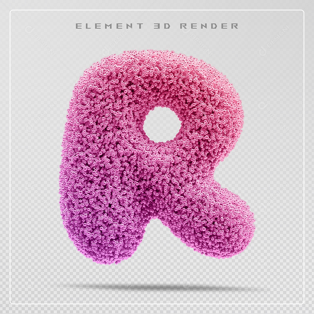 Elemento 3D Letra R Rosa Para Composição PSD