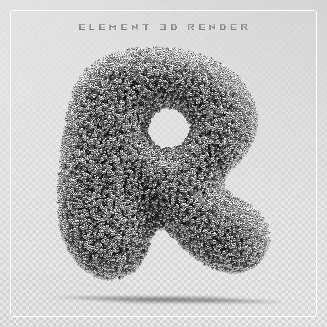 Elemento 3D Letra R Cinza Para Composição PSD