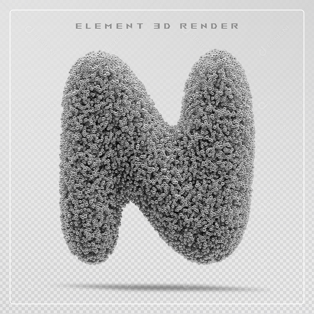 Elemento 3D Letra N Cinza Para Composição PSD
