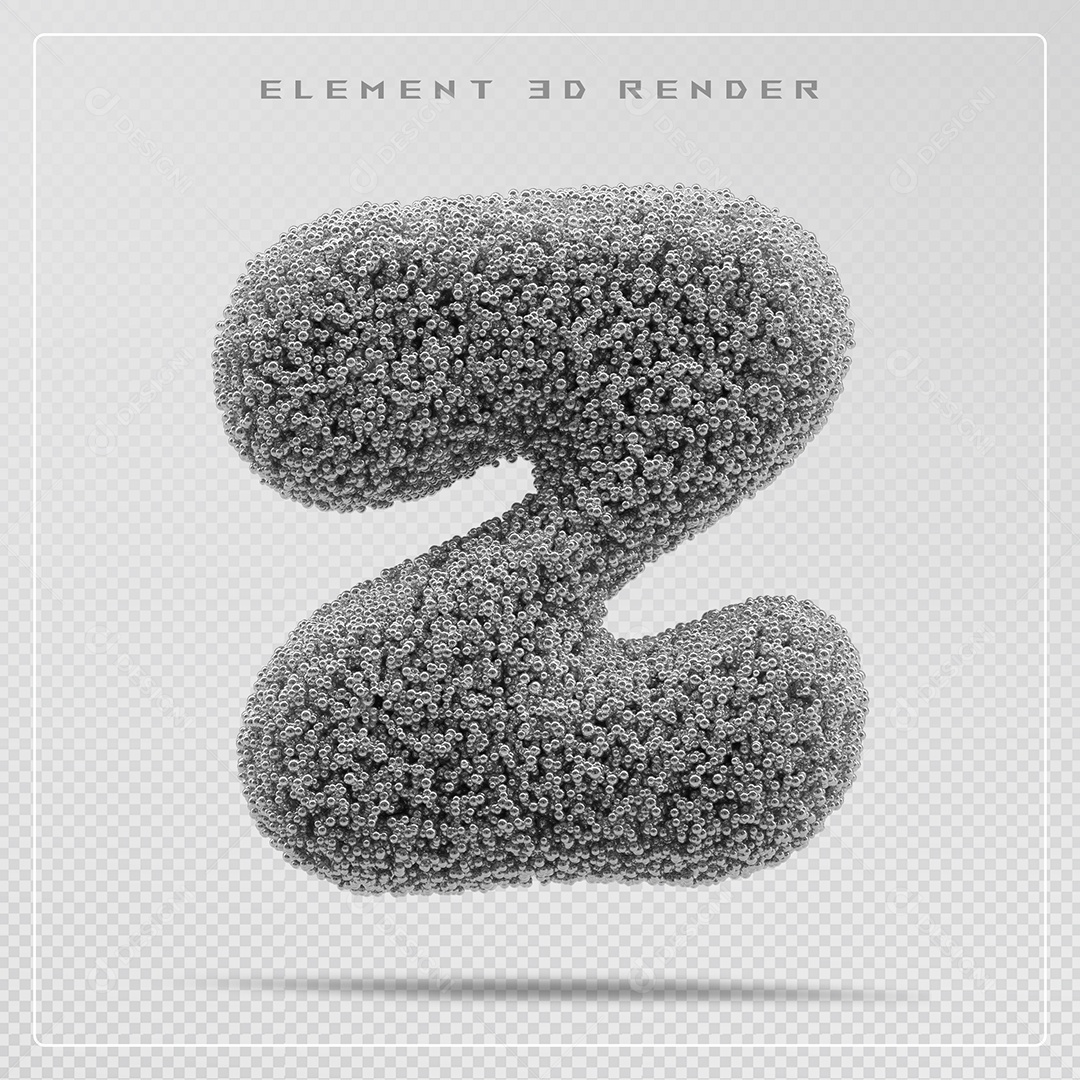 Elemento 3D Letra Z Cinza Para Composição PSD