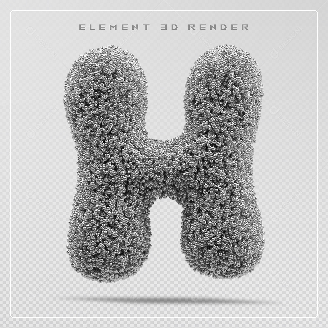 Elemento 3D Letra H Cinza Para Composição PSD