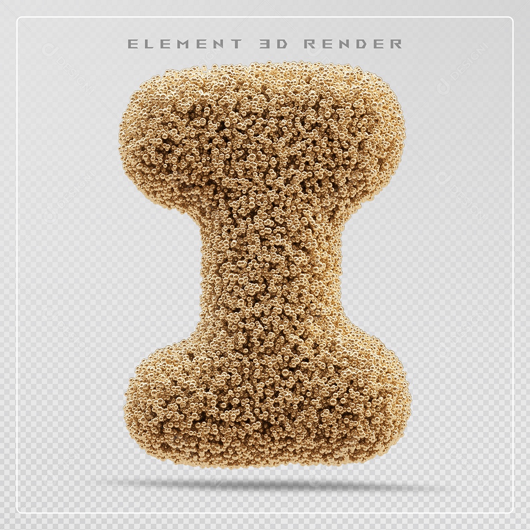 Elemento 3D Letra I Marrom Para Composição PSD
