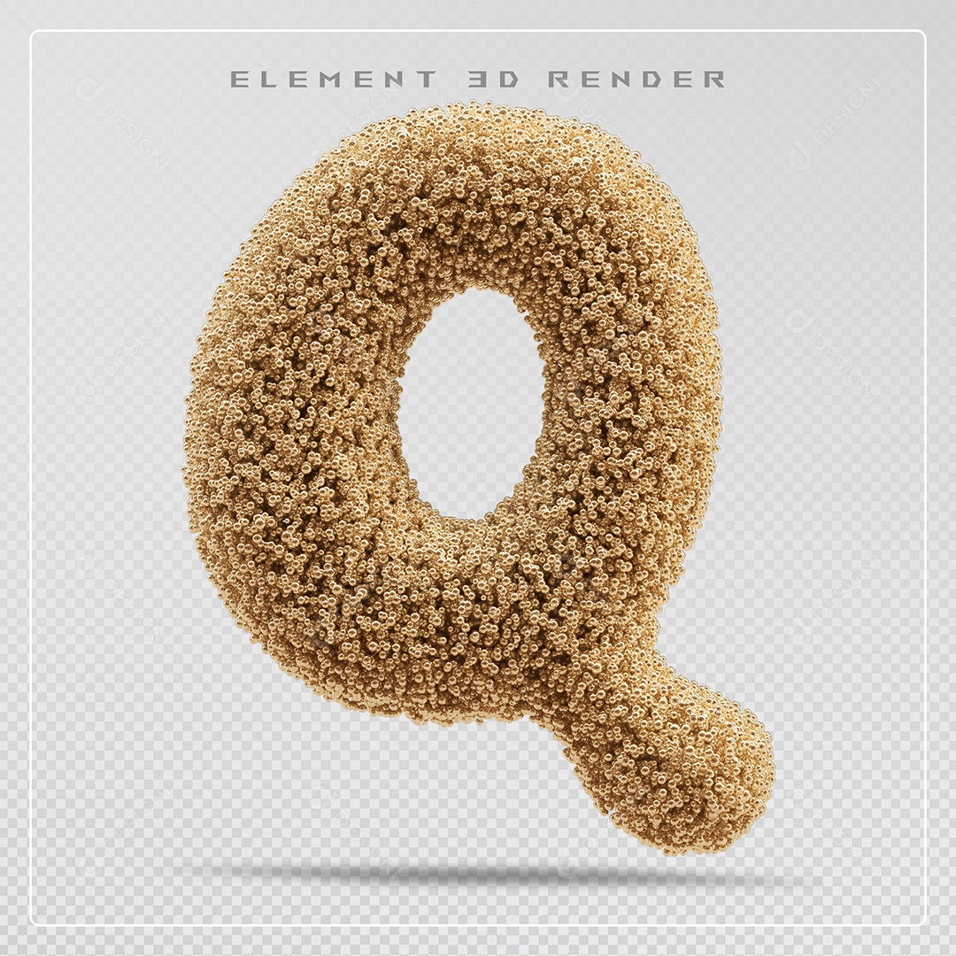 Elemento 3D Letra Q Marrom Para Composição PSD