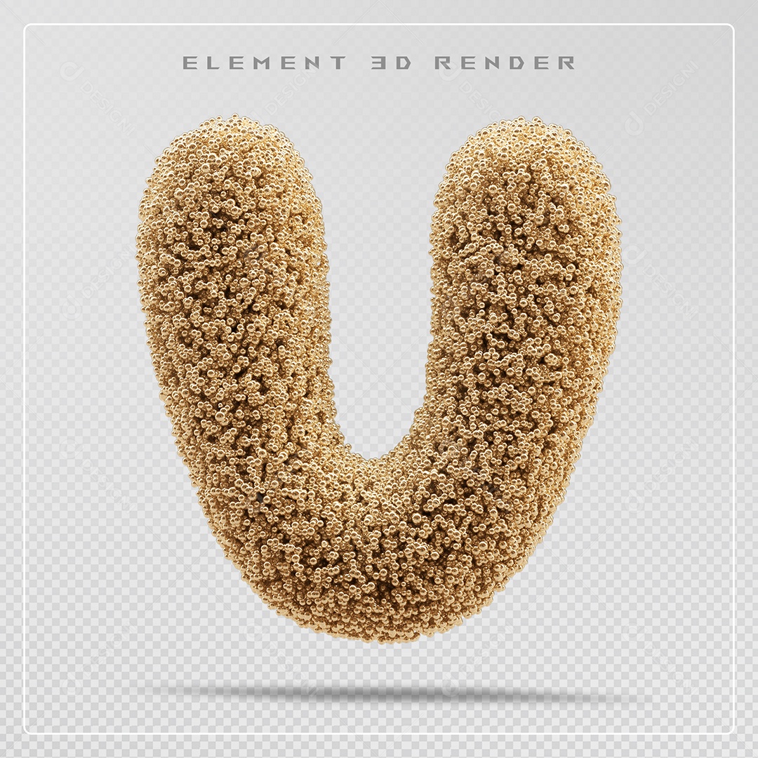 Elemento 3D Letra V Marrom Para Composição PSD