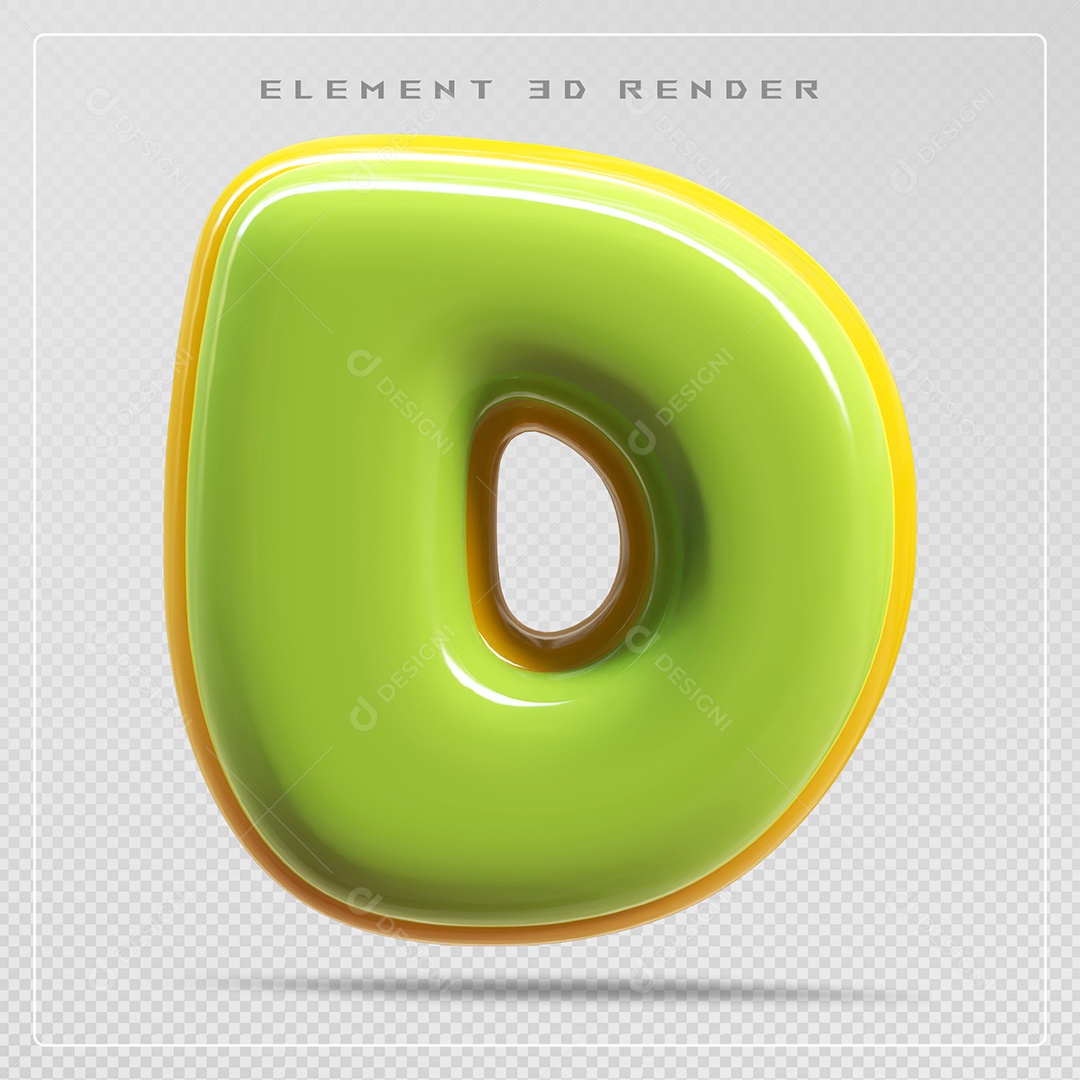 Elemento 3D Letra D Verde Para Composição PSD