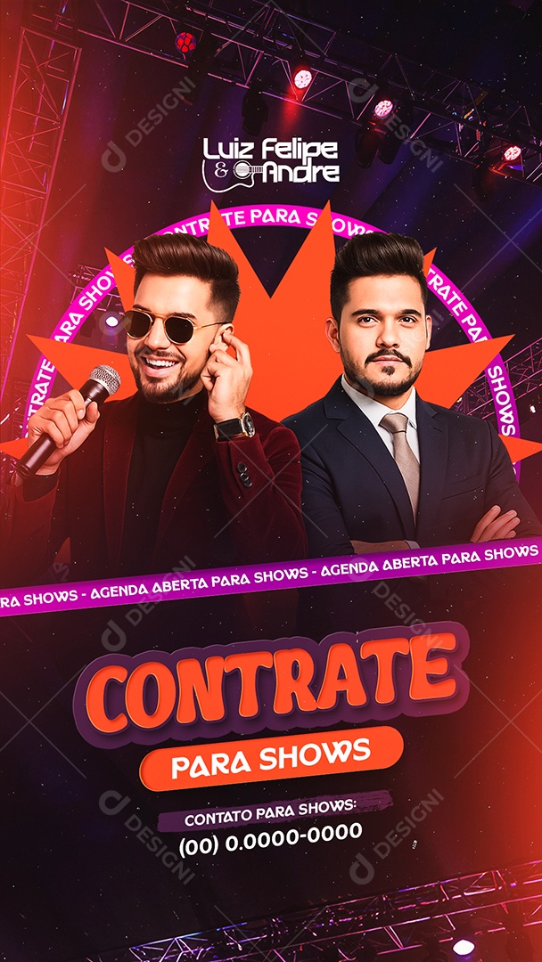 Story Flyer Contrate Para Shows Social Media PSD Editável