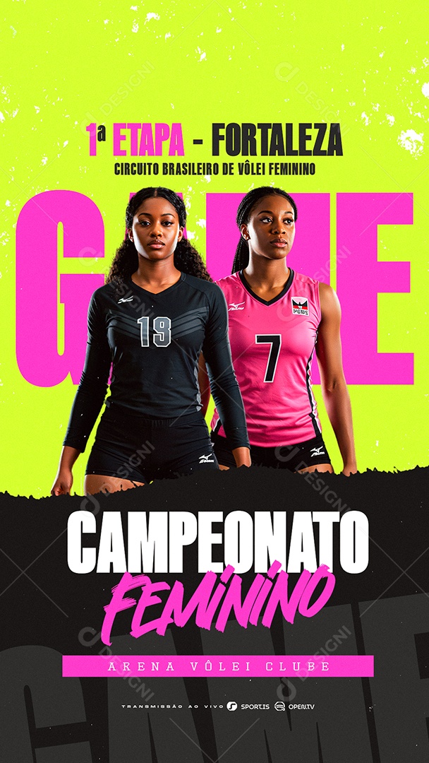 Story Campeonato Feminino Arena Vôlei Clube Social Media PSD Editável