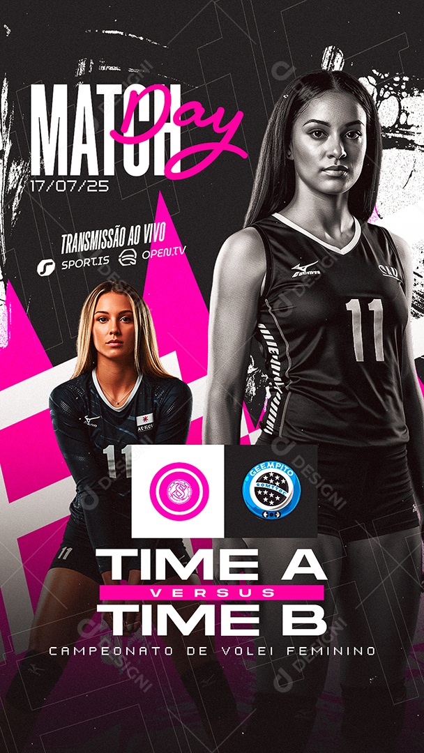 Story Match Day Campeonato De Vôlei Feminino Social Media PSD Editável