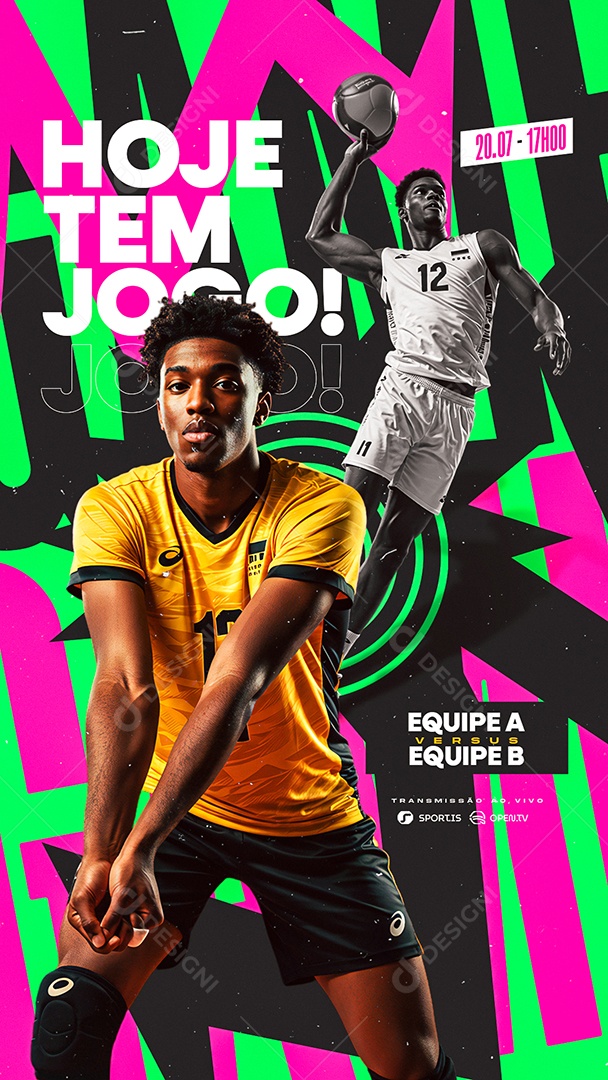 Story Hoje Tem Jogo Vôlei Masculino Social Media PSD Editável