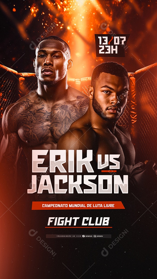 Story Campeonato Mundial De Luta Livre Erik VS Jackson Social Media PSD Editável