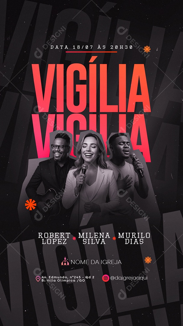 Story Flyer Gospel Vígilia Social Media PSD Editável