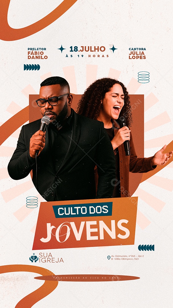 Story Flyer Gospel Culto Dos Jovens Social Media PSD Editável
