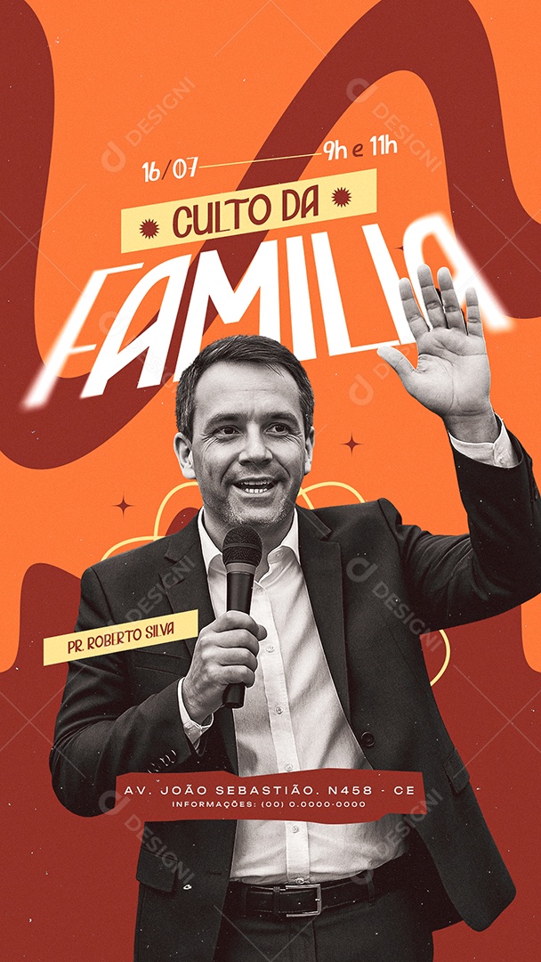 Story Flyer Gospel Culto Da Família Social Media PSD Editável
