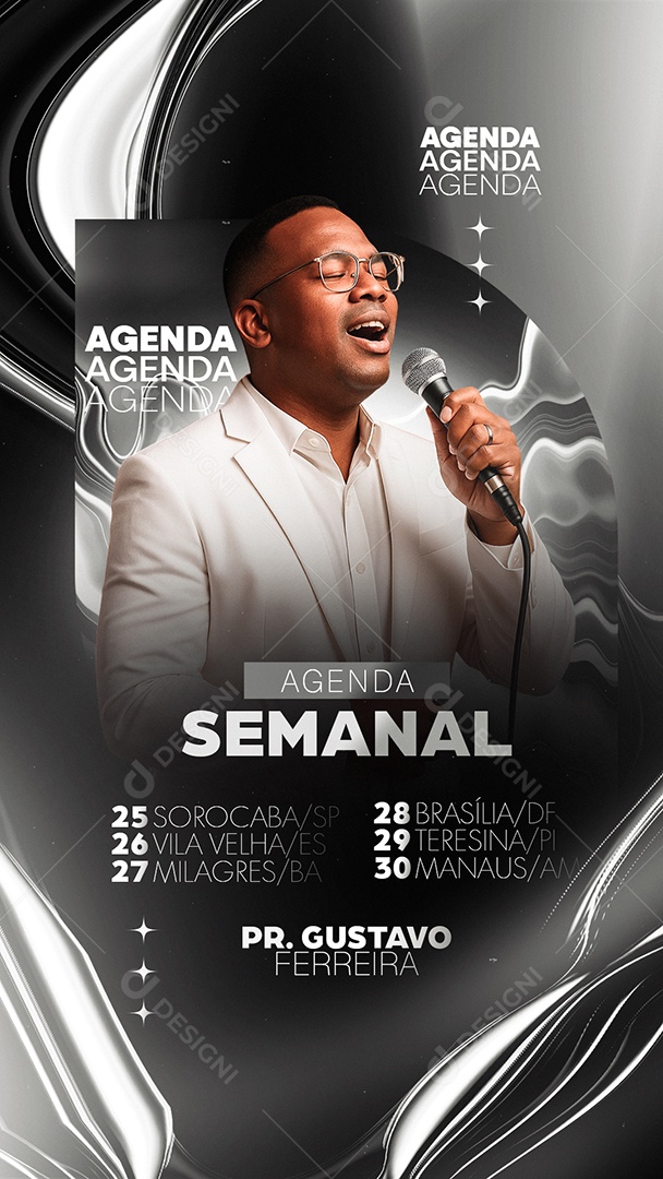 Story Flyer Gospel Agenda Semanal Social Media PSD Editável