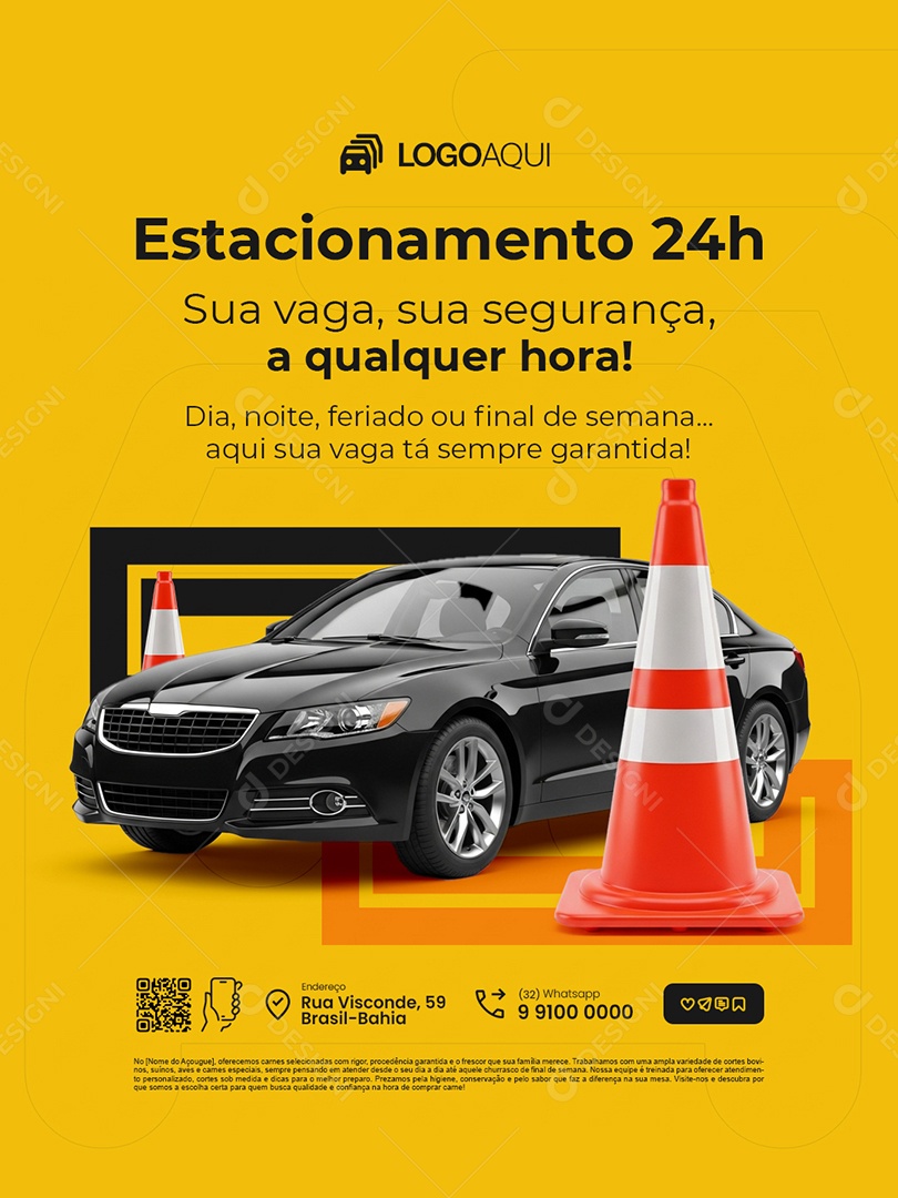 Estacionamento 24H Sua Vaga Sua Segurança Social Media PSD Editável