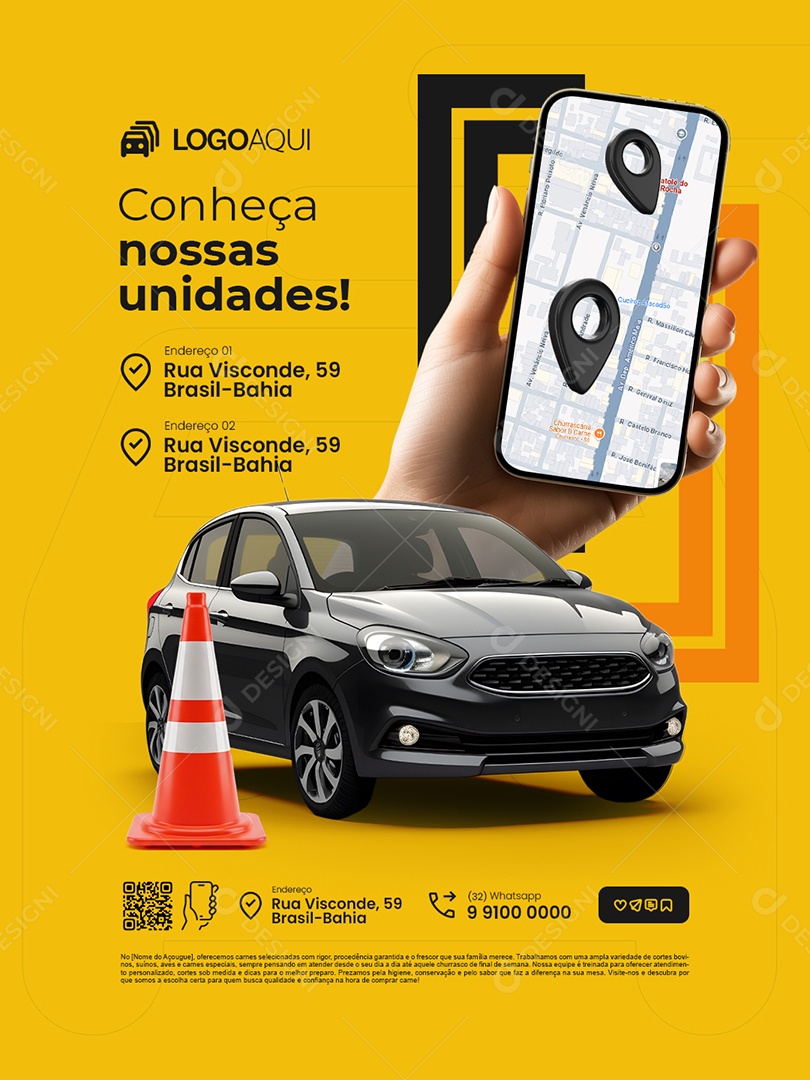 Estacionamento Conheça Nossas Unidades Social Media PSD Editável