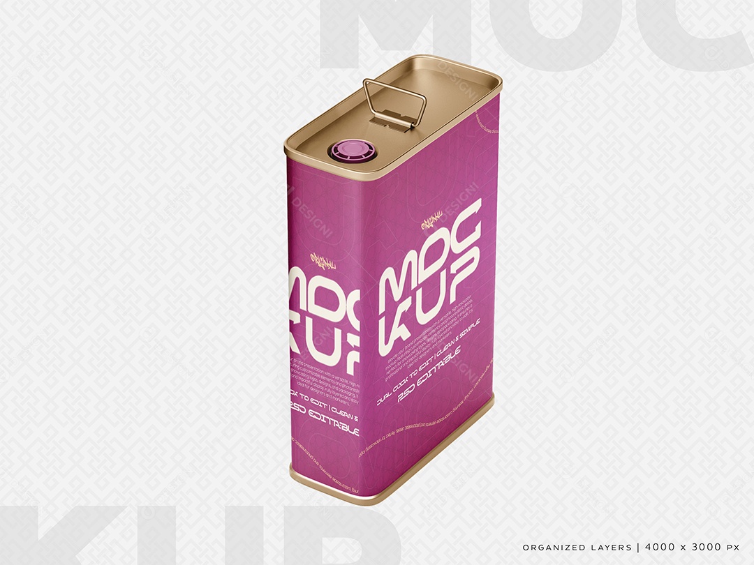 Lata de Óleo Mockup PSD Editável
