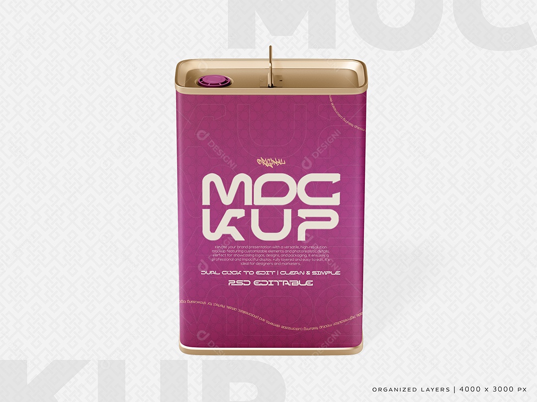 Lata de Óleo Mockup PSD Editável