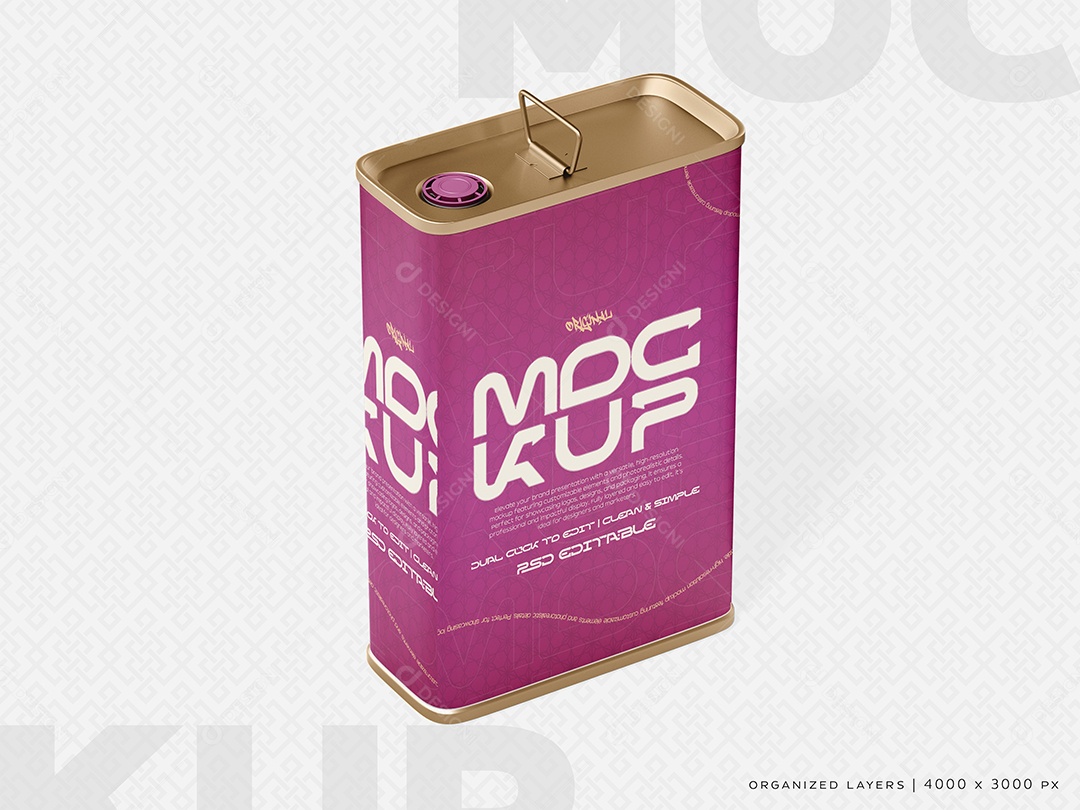 Lata de Óleo Mockup PSD Editável