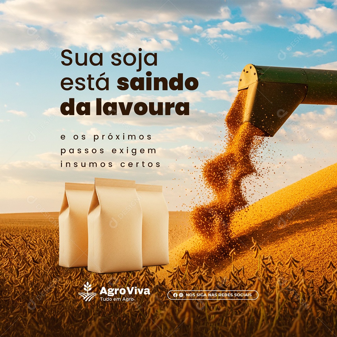 Agropecuária Sua Soja Está Saindo da Lavoura Social Media PSD Editável