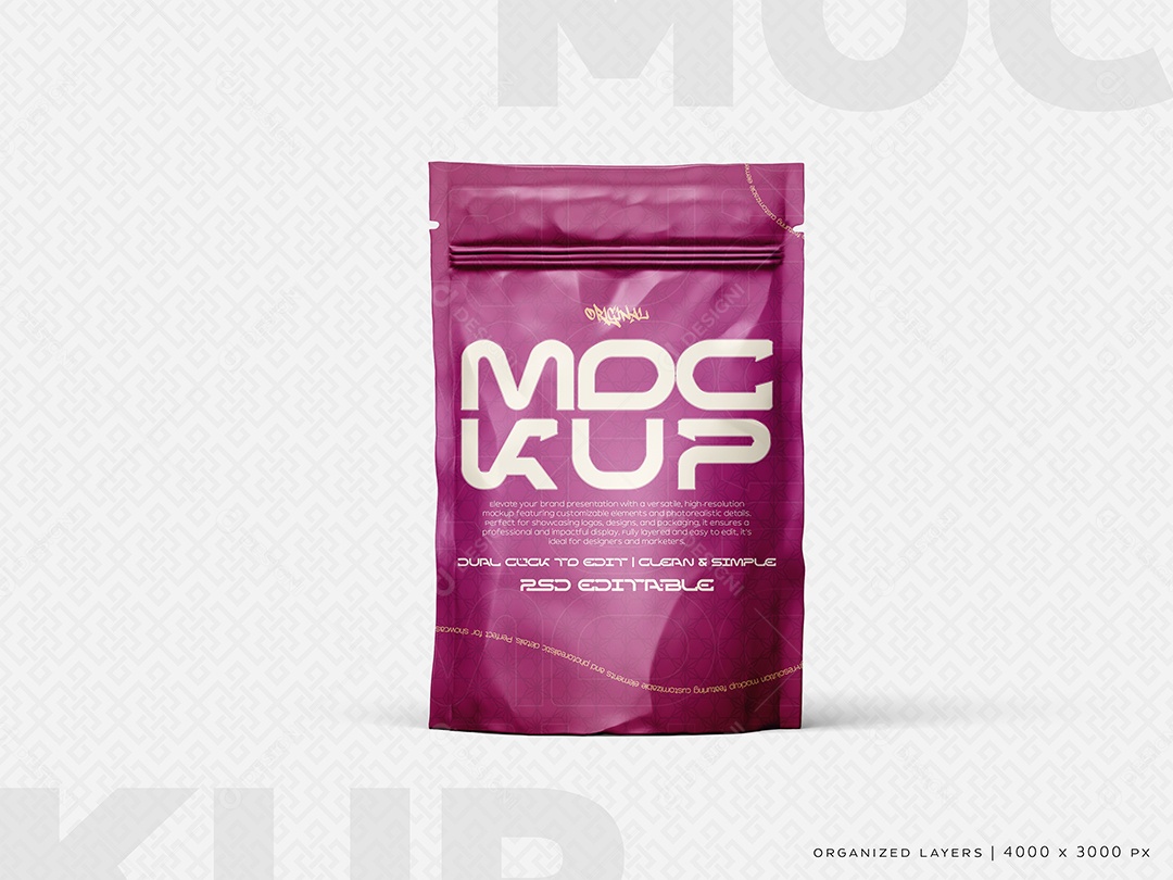 Embalagem de Sachê Mockup PSD Editável