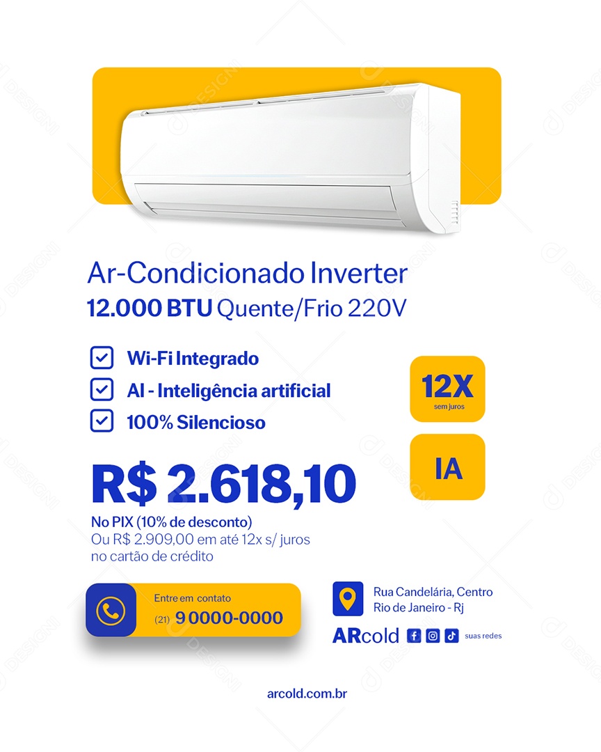 Ar Condicionado Inverter Quente Frio Social Media PSD Editável