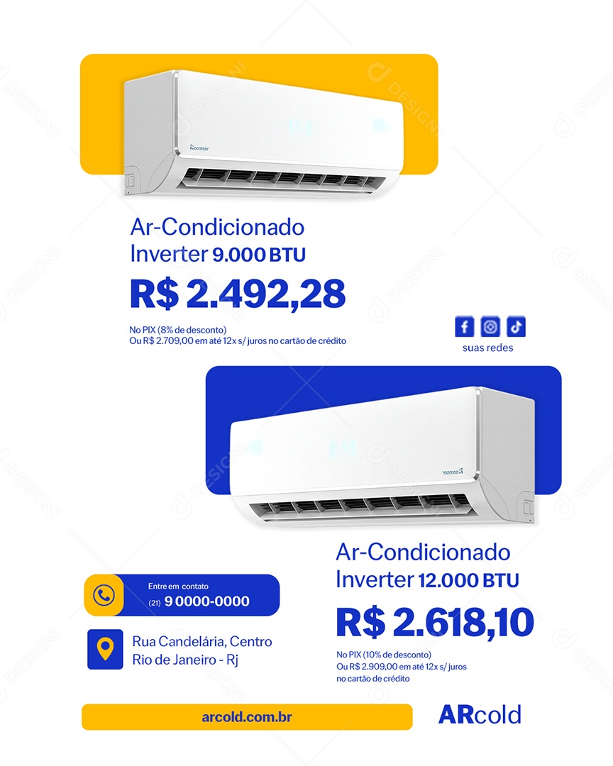 Ar Condicionado Entre em Contato Social Media PSD Editável