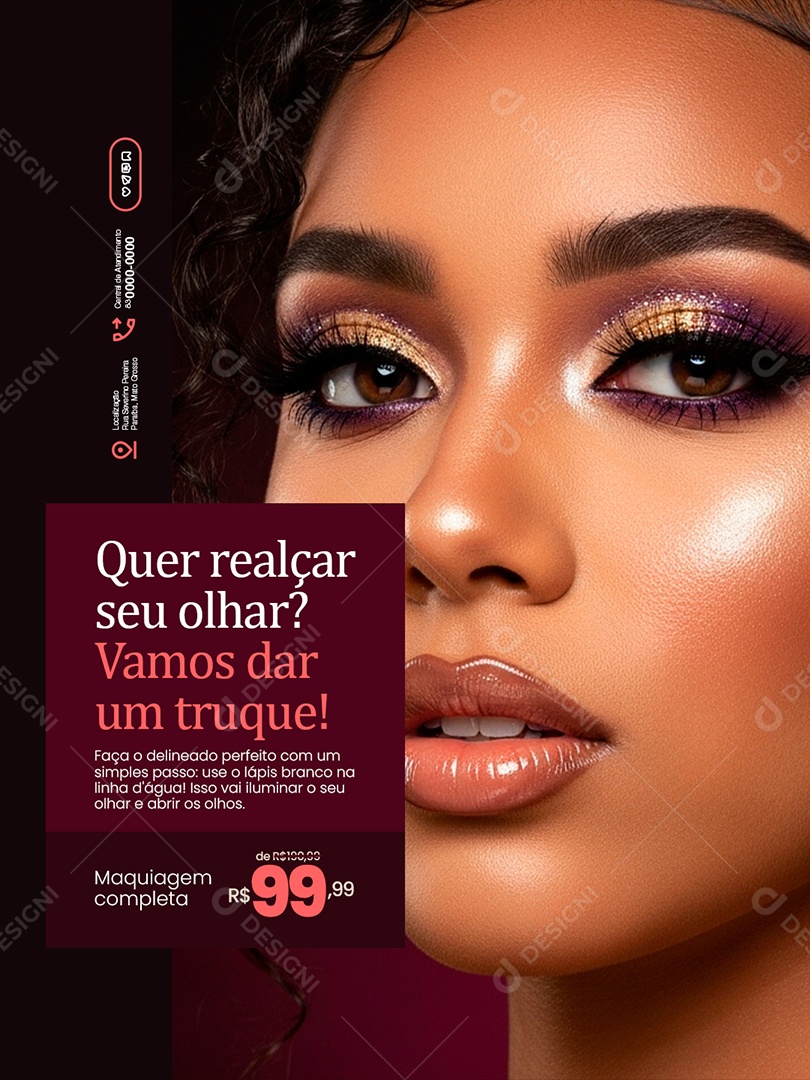 Maquiadora Quer Realçar Seu Olhar Social Media PSD Editável