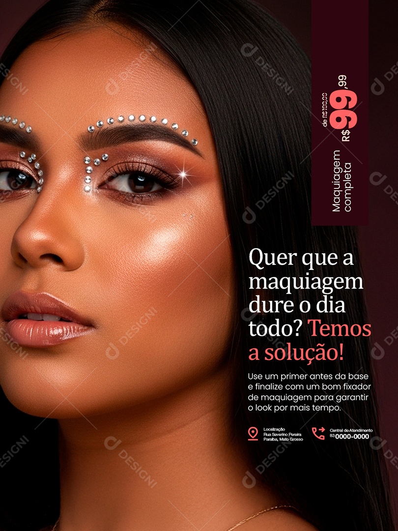 Maquiadora Quer Que a Maquiagem Dure o Dia Todo Social Media PSD Editável