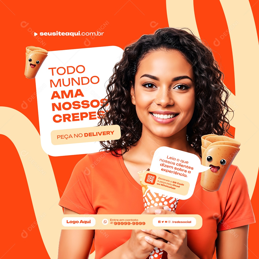 Creperia Todo Mundo Ama Nossos Crepes Social Media PSD Editável