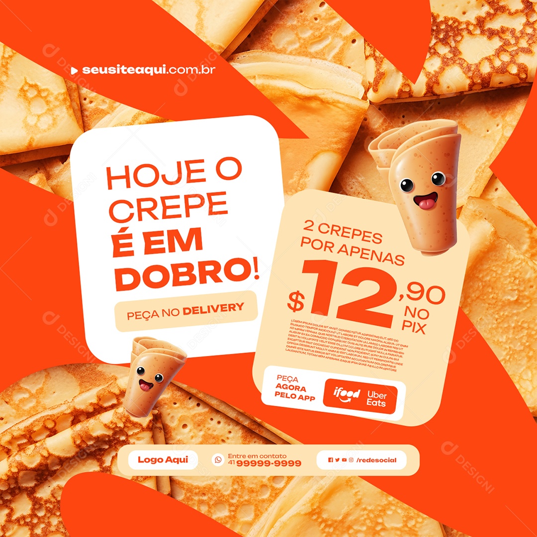 Creperia Dois Crepes Social Media PSD Editável
