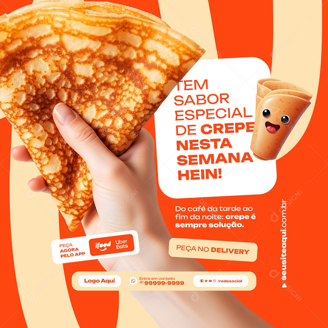 Creperia Tem Sabor Especial Social Media PSD Editável