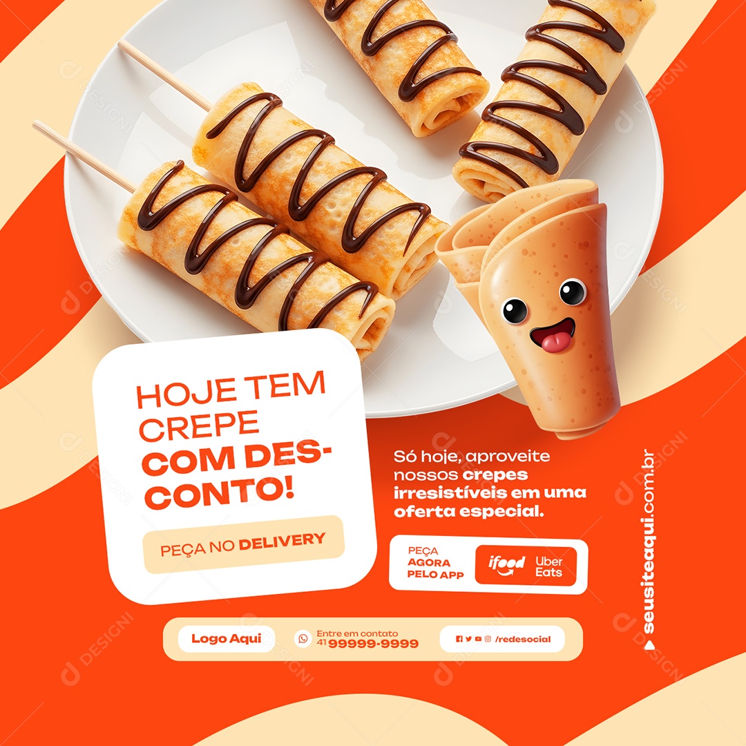 Creperia Hoje Tem Crepe Social Media PSD Editável