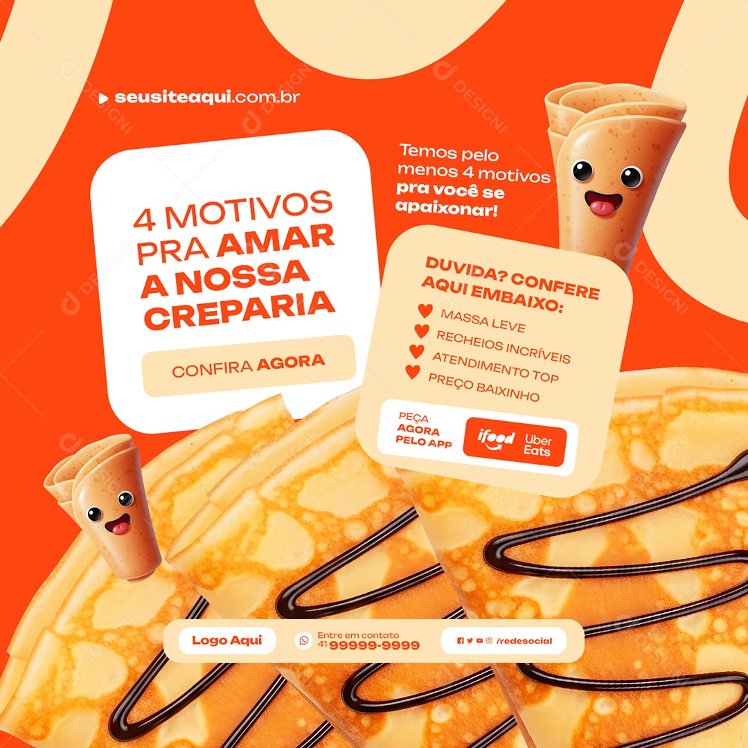 Creperia Quatro Motivos Pra Amar A Nossa Creparia Social Media PSD Editável