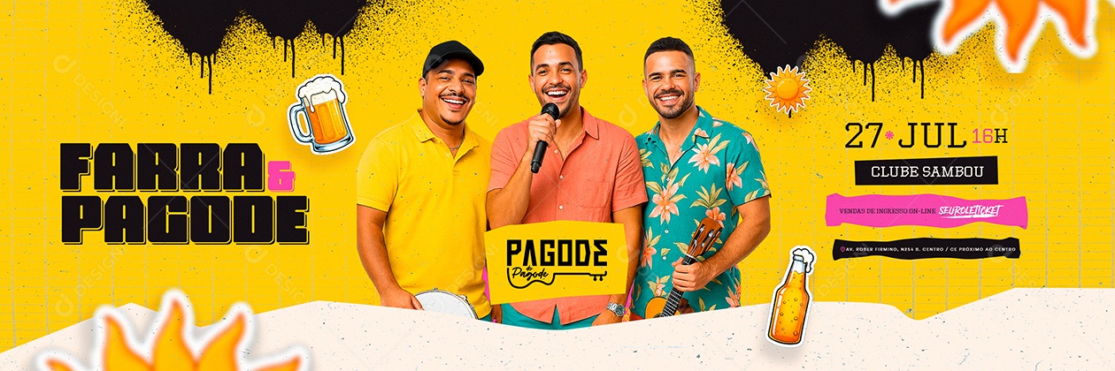 Carrossel Flyer Farra e Pagode Clube Sambou Social Media PSD Editável