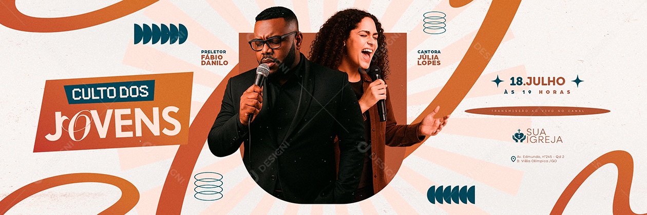 Carrossel Flyer Gospel Culto Dos Jovens Social Media PSD Editável