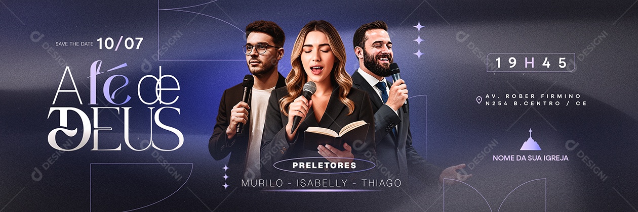 Carrossel Flyer Gospel A Fé De Deus Social Media PSD Editável