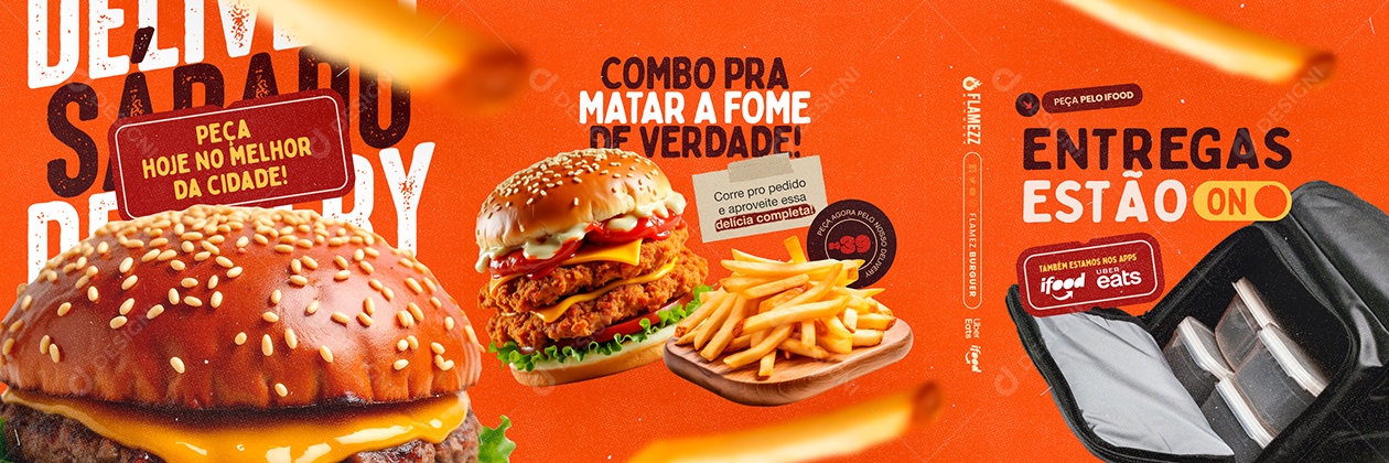 Carrossel Burguer Entregas Estão On Social Media PSD Editável