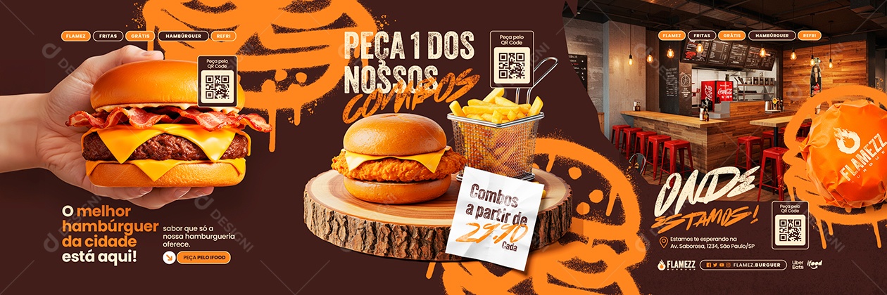Carrossel Burguer Combos Social Media PSD Editável