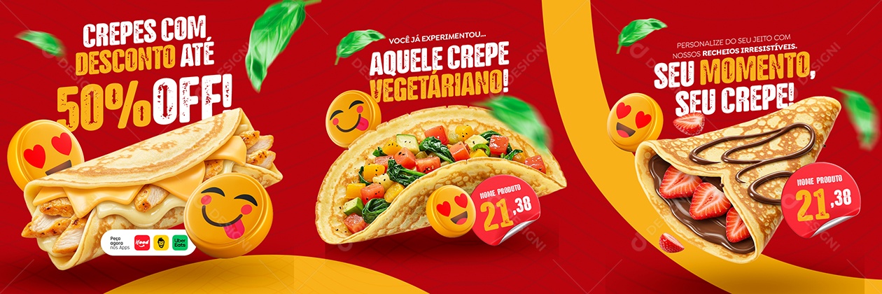 Carrossel Crepe Seu Momento Social Media PSD Editável