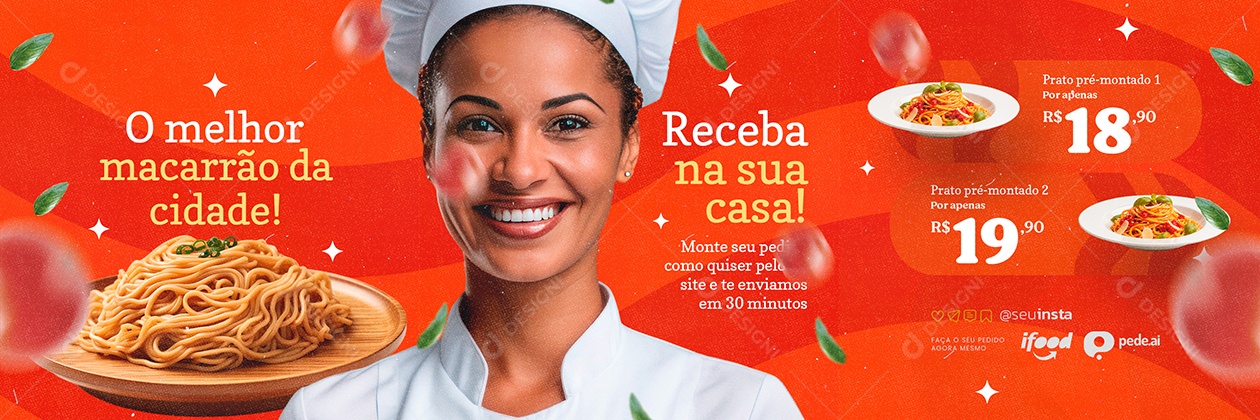 Carrossel Macarrão O Melhor Macarrão da Cidade Social Media PSD Editável