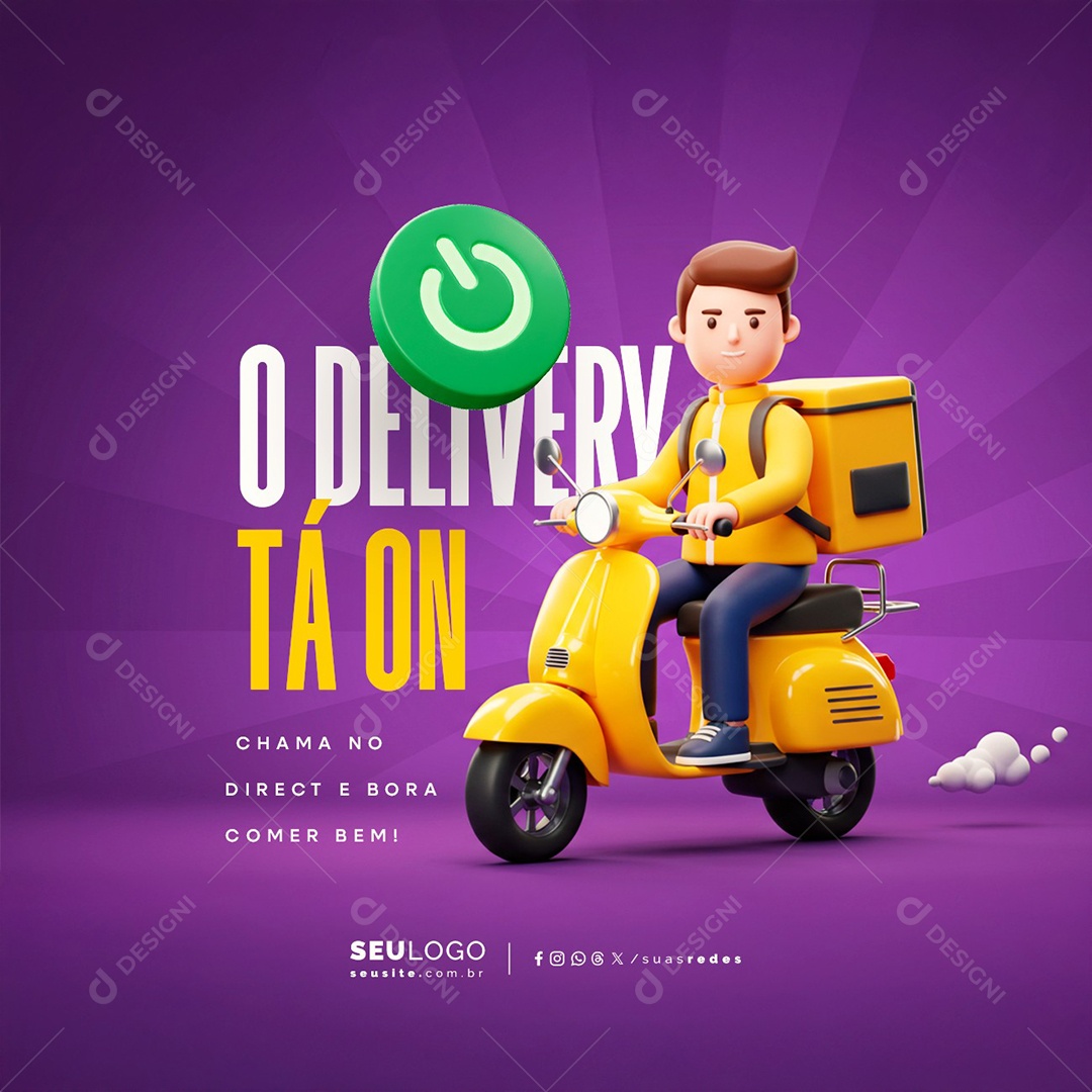 O Delivery Ta On Chama no Direct Social Media PSD Editável
