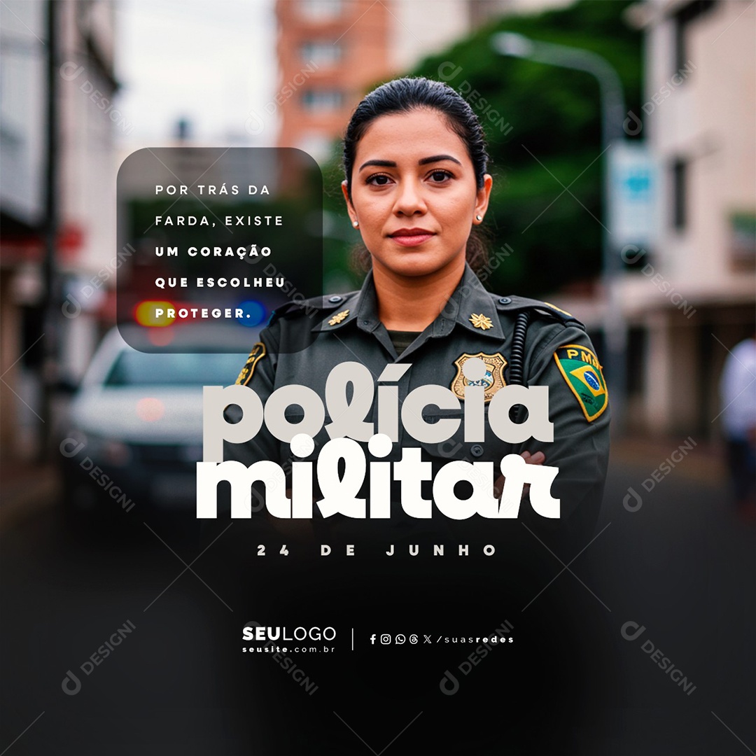 Dia da Polícia Militar 24 de Junho Social Media PSD Editável