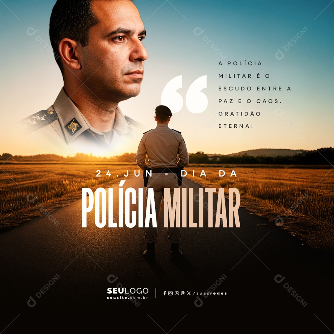 Dia da Polícia Militar 24 de Junho Social Media PSD Editável