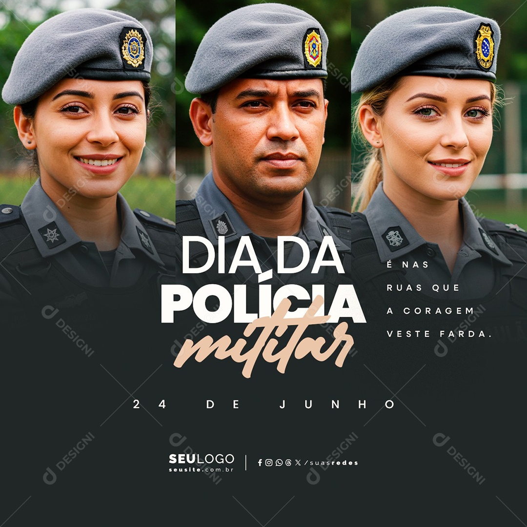 Dia da Polícia Militar 24 de Junho Social Media PSD Editável