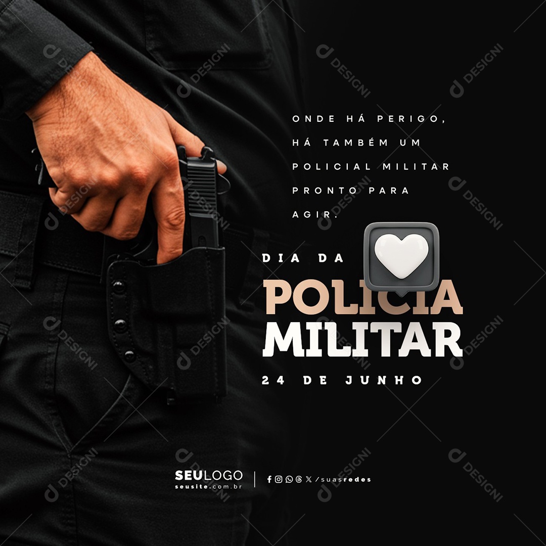 Dia da Polícia Militar 24 de Junho Social Media PSD Editável