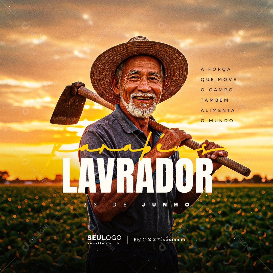 Dia do Lavrador 23 De Junho Parabéns Social Media PSD Editável