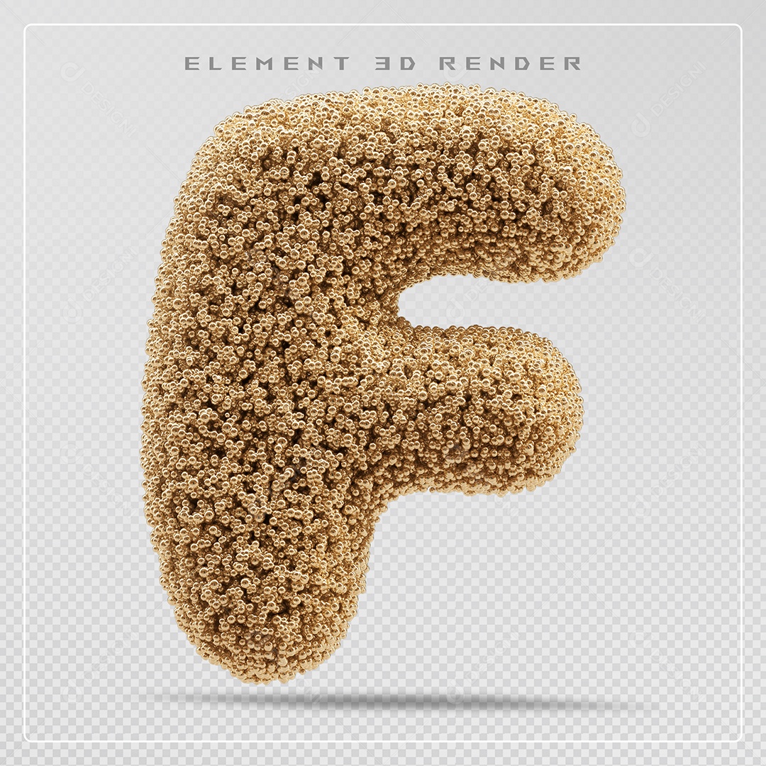 Elemento 3D Letra F Marrom Para Composição PSD