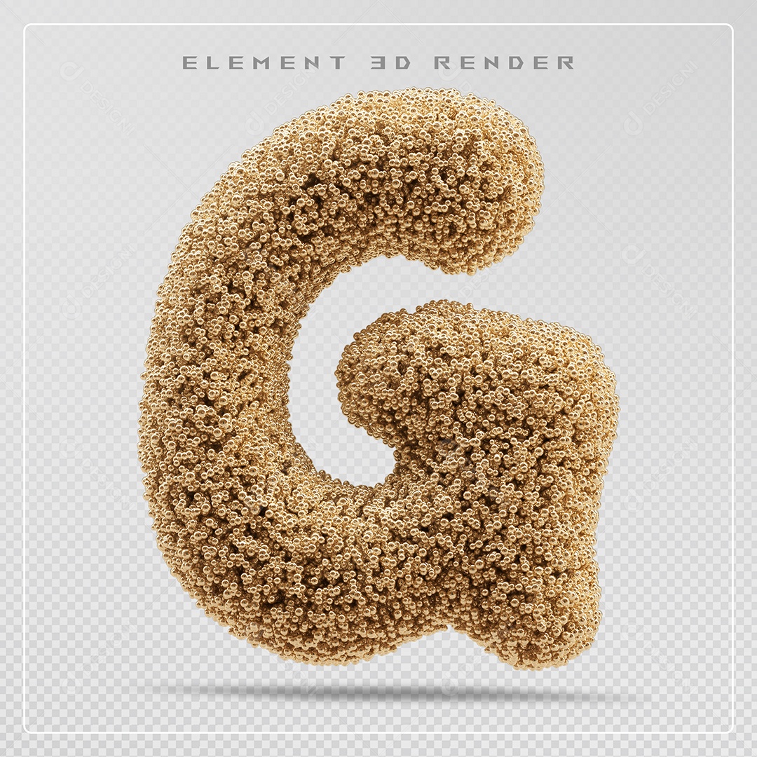 Elemento 3D Letra G Marrom Para Composição PSD